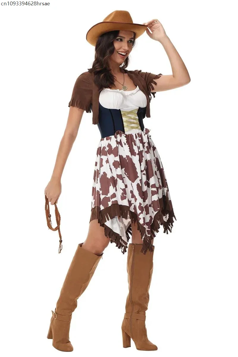 

OA Women's Cowgirl Cosplay Costume Adult West Retro Dress Music Festival Hippie Game Theme Party Stage Performance Outfits
