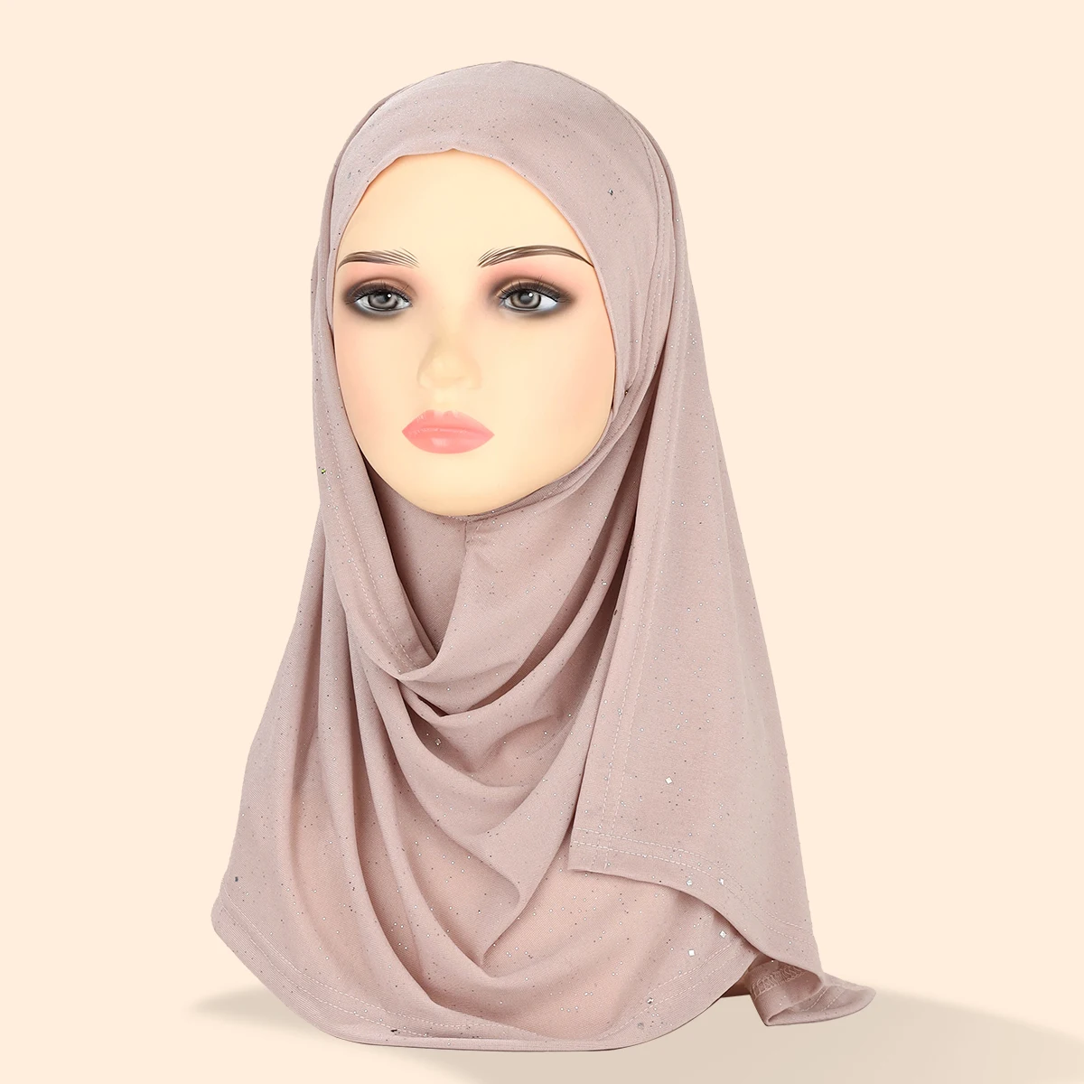 Middle Eastern shiny fine glitter hooded hood solid color gold-sprinkled Malay long scarf women's scarf abayas hijab jilbab