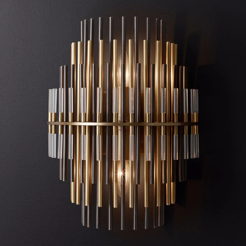 

Modern Designer Indoor Hallway Home Hotel Villa Bedroom Glass Metal Strip Tube Luxury Wall Lamp Luxury Decoration Sconce