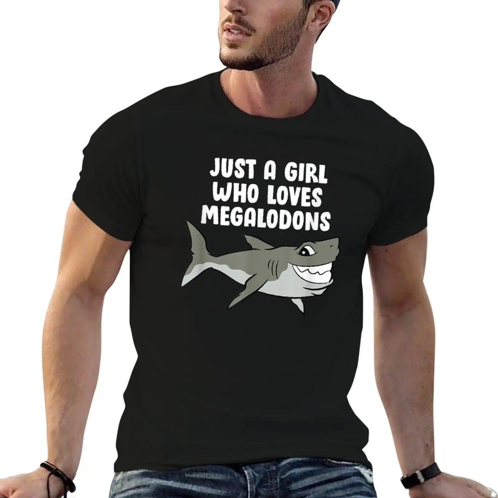 

Just a Girl Who Loves Megalodons Kids Cartoon Megalodon T-Shirt t shirts for man pack white g man t shirts for men T-Shirt
