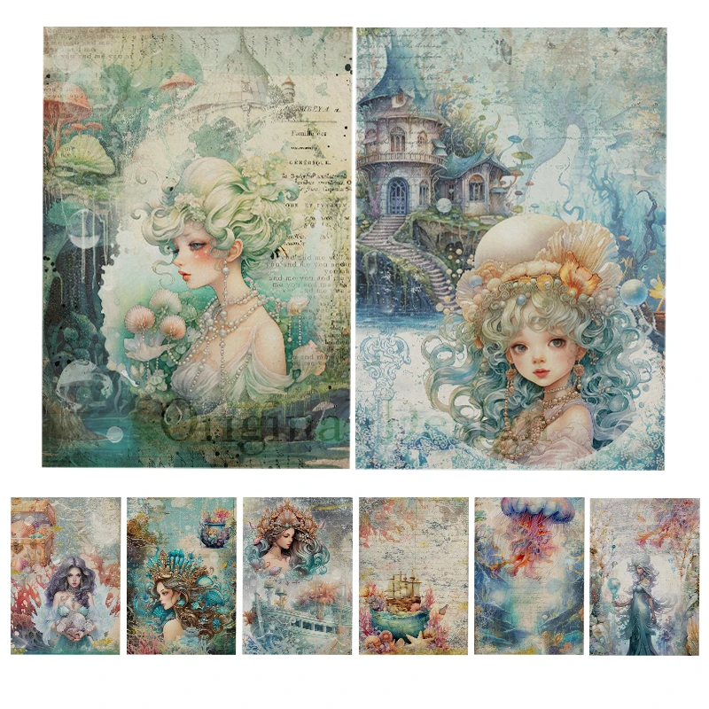 

Rice Paper Original Design The Little Mermaid Retro Scrapbooking Decoration Papers DIY 2026 Vintage Junk Journal Crafts