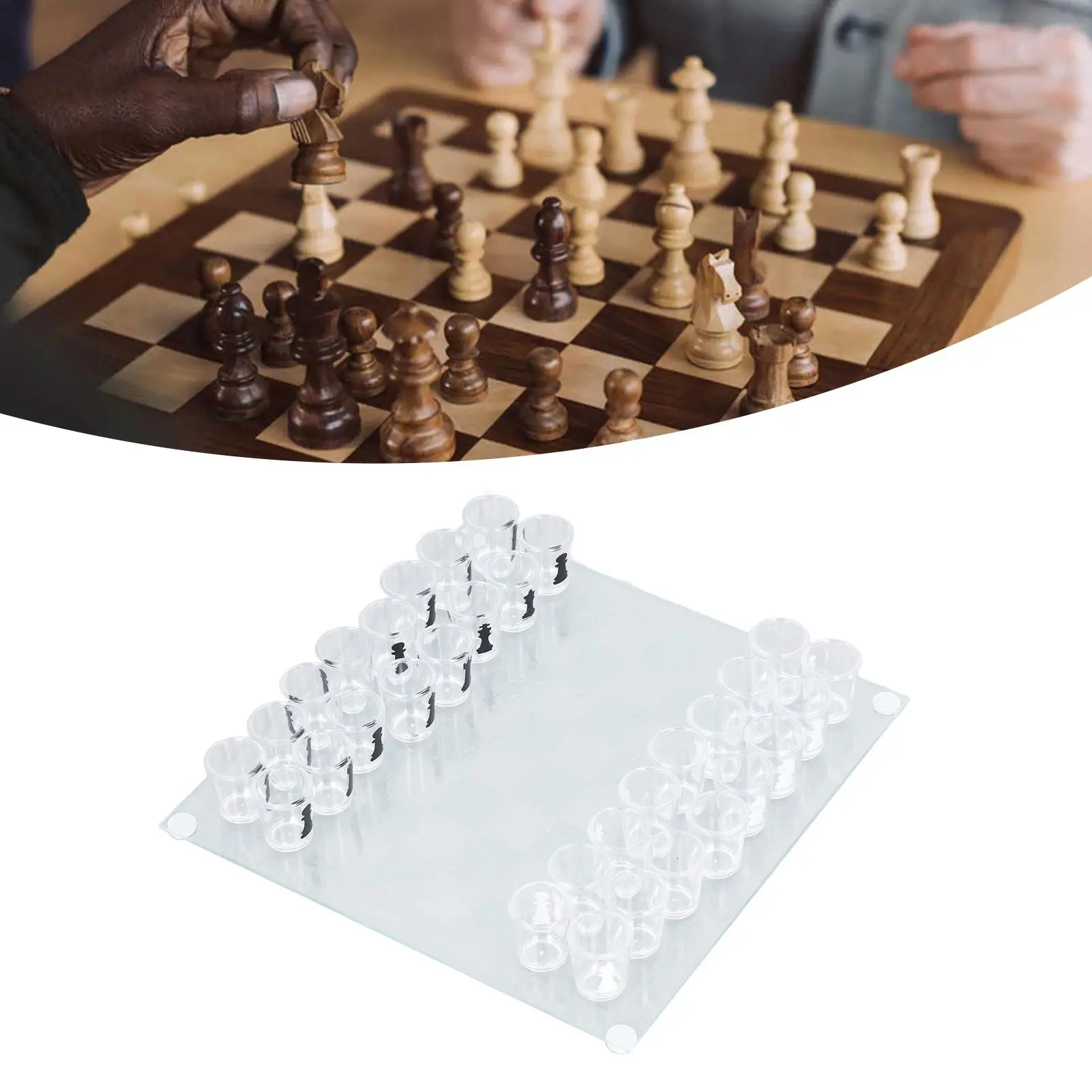 Fun Shot Glass Chess Set Ideal Gift, Durable and Exquisite Clear Design for parties and for promotions 