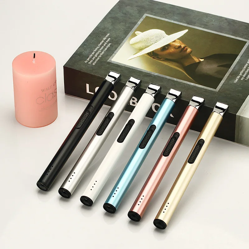 Mini encendedor de arco sin llama de pulso eléctrico, pantalla de energía, vela recargable por USB, cocina, estufa de Gas, pistola de encendido,