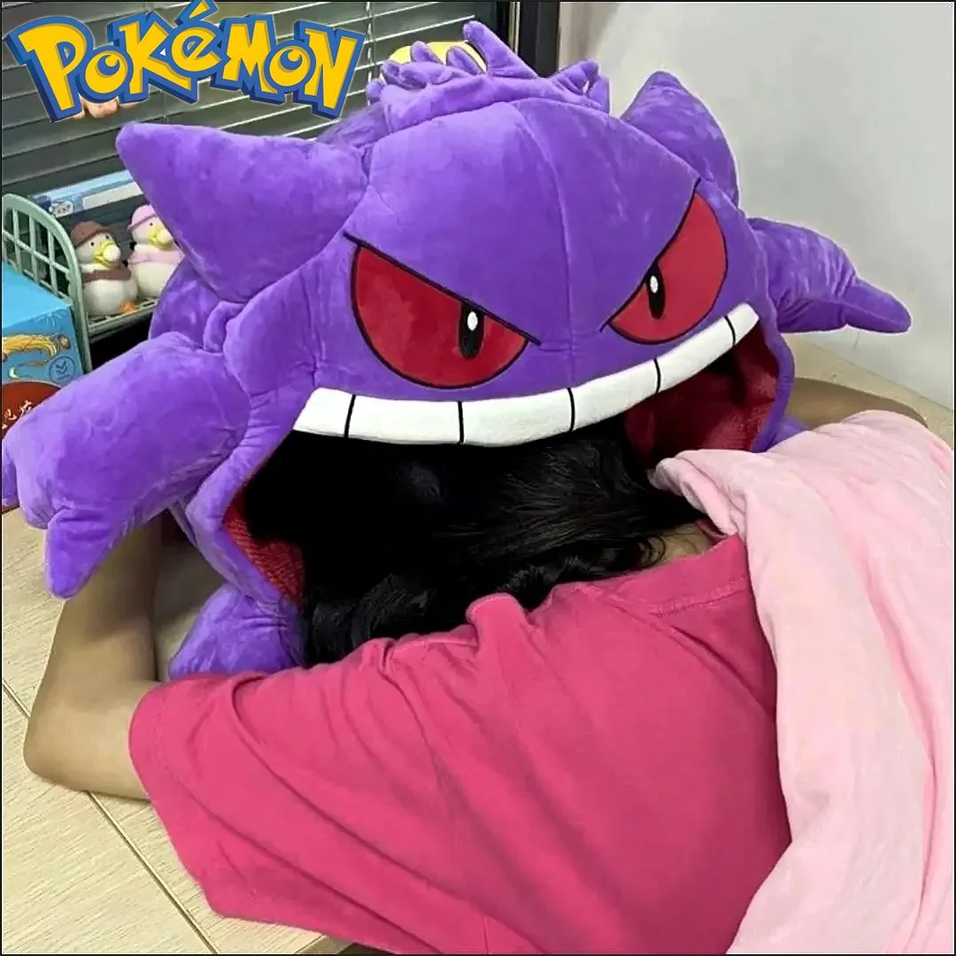 

130cm Anime Cute Pokemon Gengar Big Tongue Plush Peripheral Big Size Gengar Sleep Pillow Dual Purpose Nap Blanket Stuffed Toys