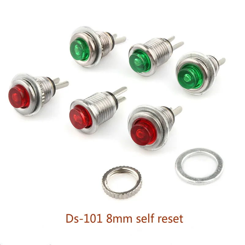 5pcs DS-101 8mm on/Off Push Button Switch Mini Lockless Momentary ON OFF Push Button Micro Normally Open Switch