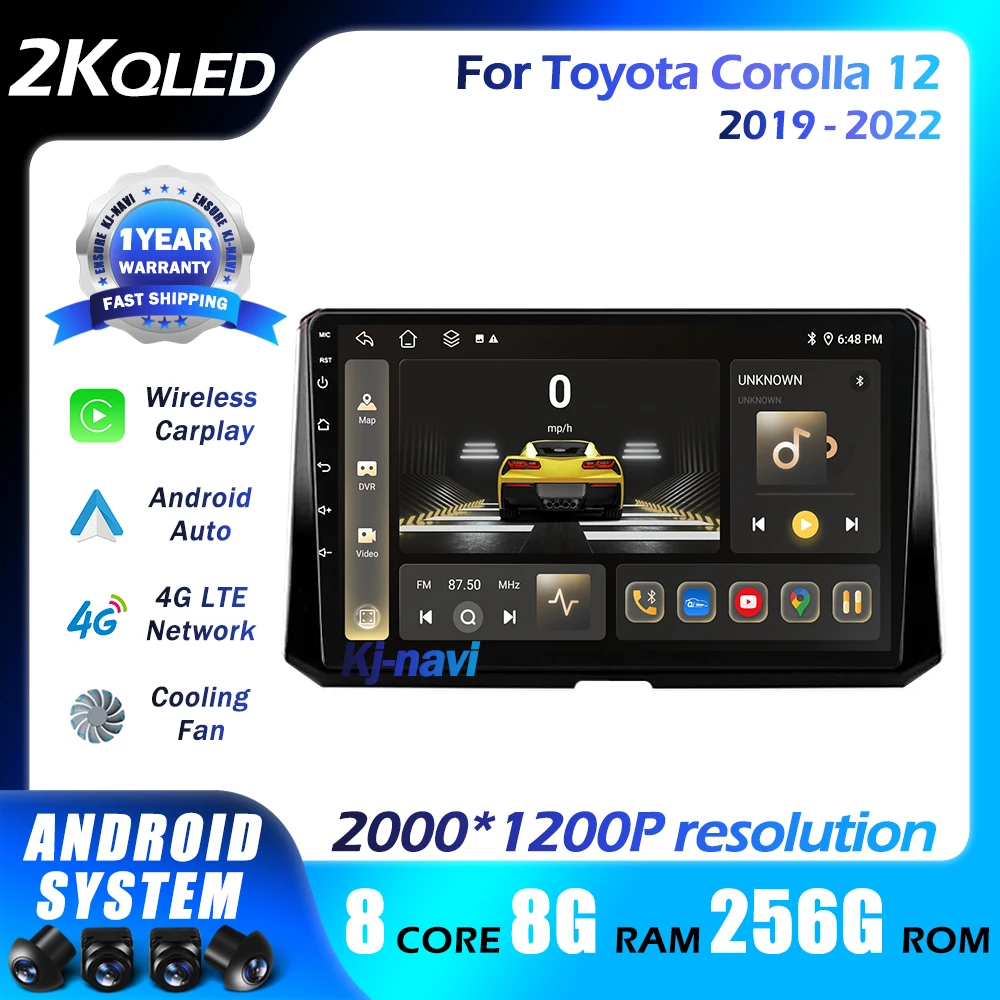 

Car Radio Android 14 Auto Multimedia Video Player For Toyota Corolla 12 2019 - 2022 Carplay Stereo Carplay 4G WIFI GPS 2 Din DSP