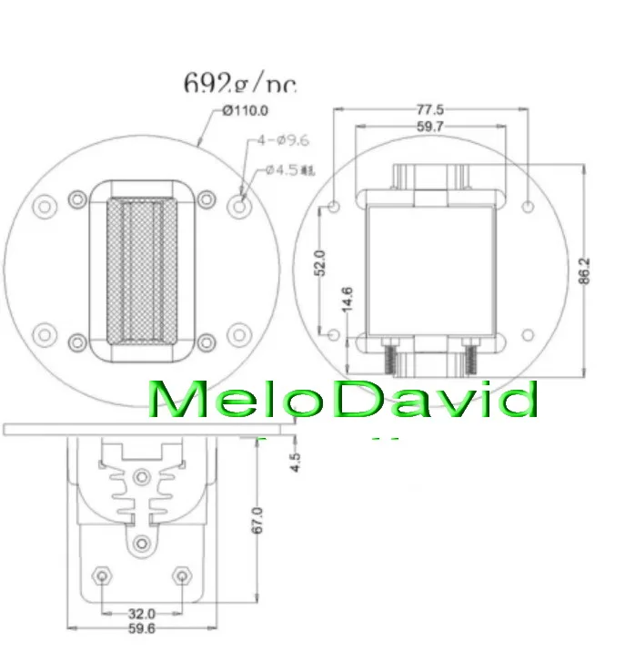 Paarweise 2 Stück MeloDavid RB110NEO Echtaluminium-Bändchenhochtöner mit Neodym 110mm Frontplatte – Detail 1