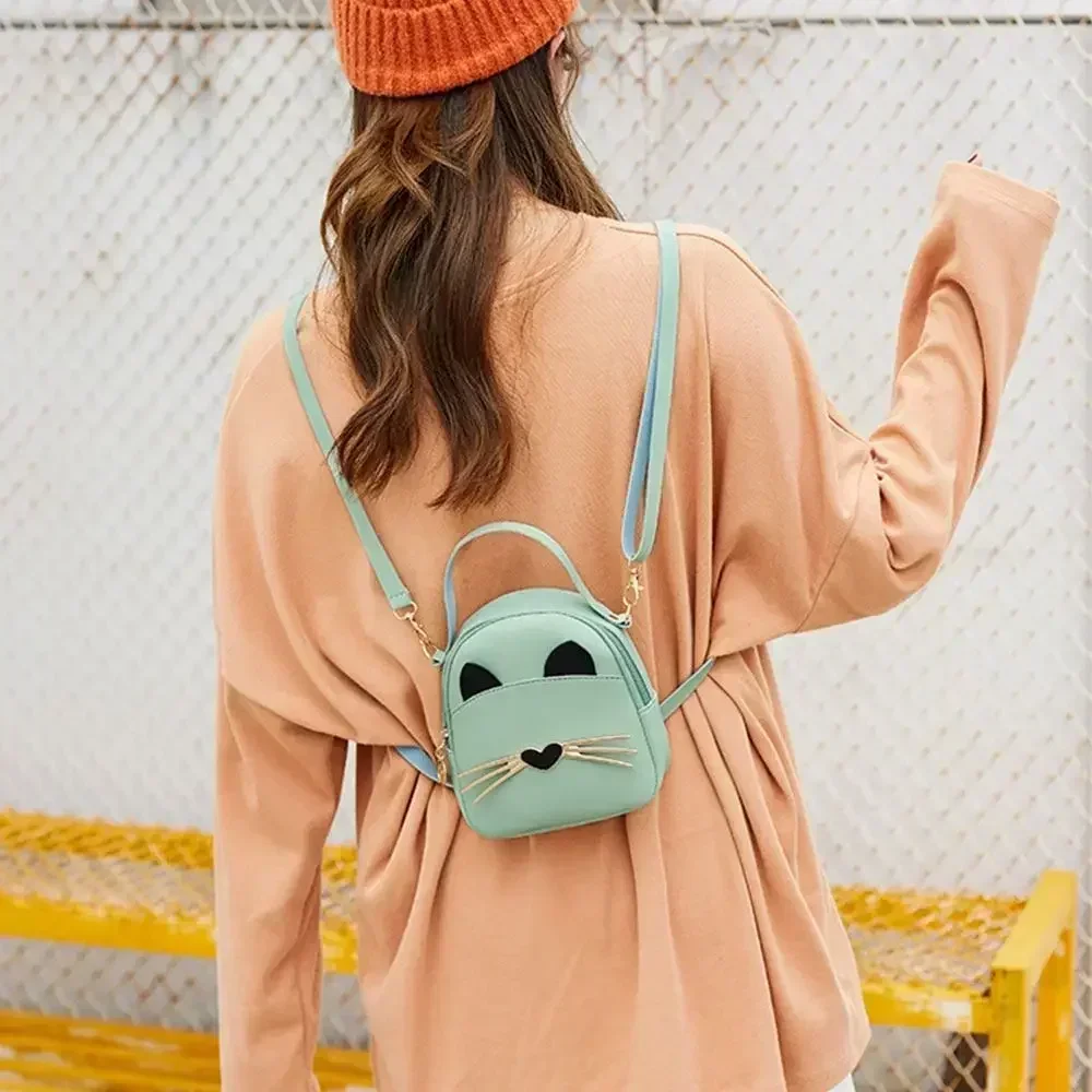 Bolso de hombro a la moda para mujer, mochila bonita de dibujos animados, monedero de cuero PU, bolso de mensajero de textura delicada, Mochila pequeña, monedero diario