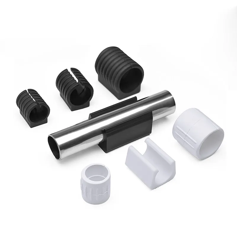 U Shape Tube Clips Chair Leg Caps, 3-22mm Plastic Split Foot Pads for Stools, Anti Slip Covers White Black with Holes Nails