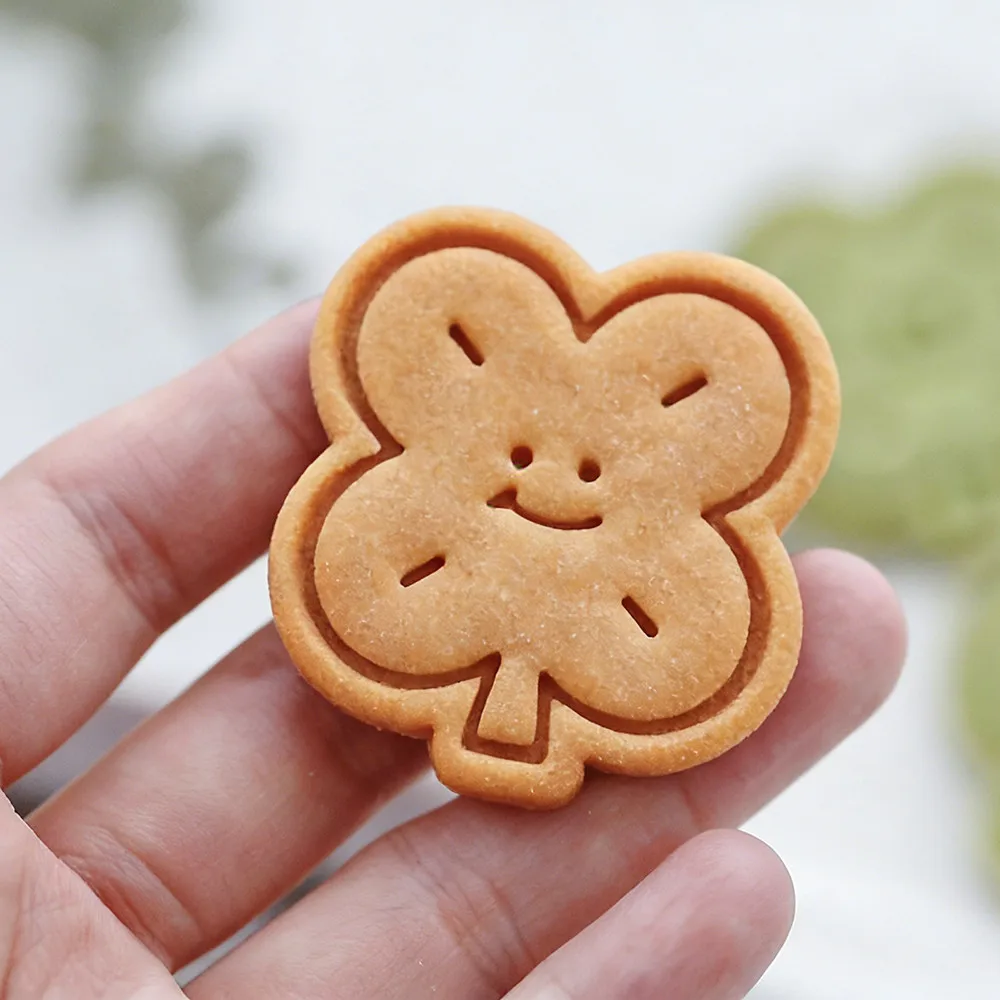 Lucky Four-Leaf Clover Cookie Cutters Biscuit Mold Stamp Kitchen Baking Pastry Bakeware Dessert Baking Supplies view 5