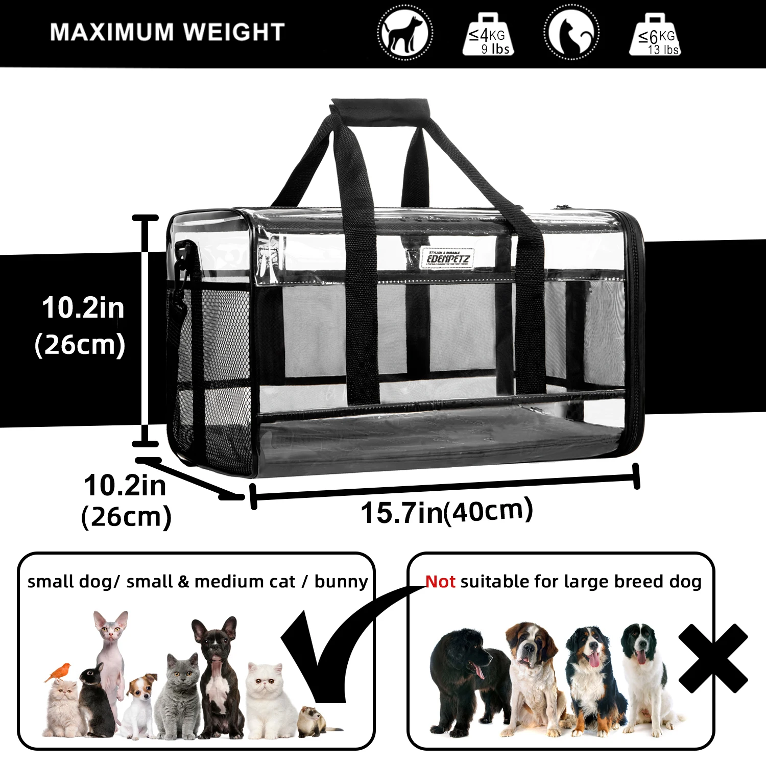 Pet Travel Carrier Bag,Mesh Breathable Fashion Transparent Shoulder Handbag,Suitable For Cats & Dogs