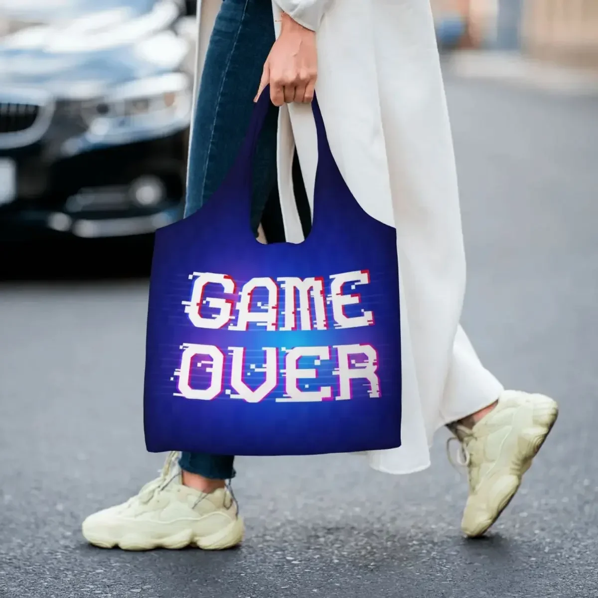 لعبة مخصصة على ألعاب الألعاب تحكم حقيبة تسوق بقالة قماش للمتسوقين حقيبة كتف سعة حقيبة يد هدية متينة