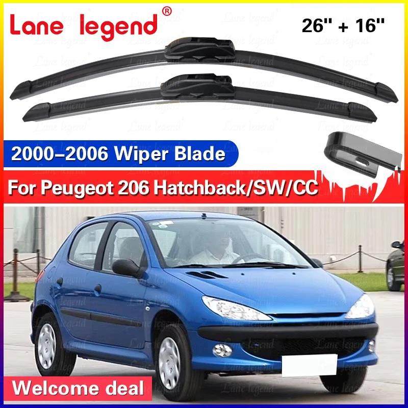

Щетки стеклоочистителя автомобиля для Peugeot 206 Hatchback SW CC 2000-2006 26 "+ 16" лобовое стекло чистый резиновый силиконовый автомобильные дворники