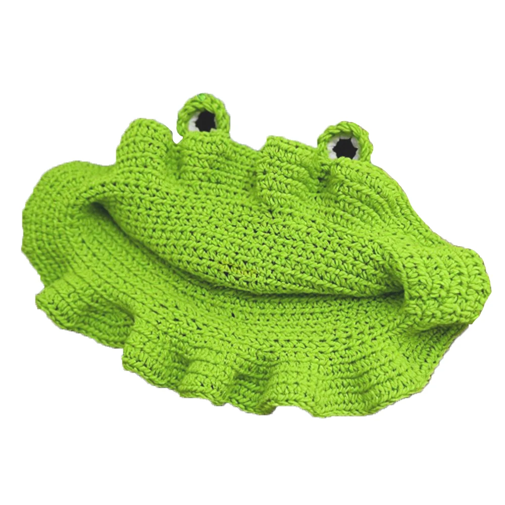 Cappello lavorato a maglia animale cartone animato neutro all'uncinetto a mano con orecchie carine Stile pescatore anca per cosplay hip-hop con volant per feste