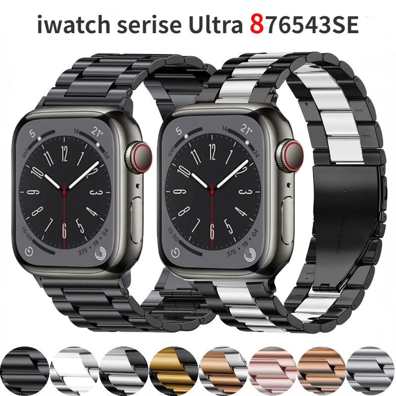 

Metal Strap for Apple Watch Ultra 49mm 8 7 45mm 44mm Stainless Steel Bracelet Wristband for iWatch 6 5 4 3 SE 42mm 41mm40mm Belt