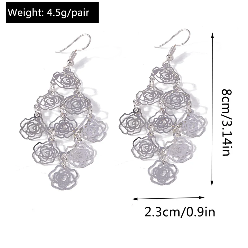 Aihua Fashion Silberfarbene Ohrringe mit Herz-, Blumen- und Schmetterlingsmotiven für Damen, Hochzeits- und Party-Schmuck, Geschenke, Statement-Ohrringe – Detail 14