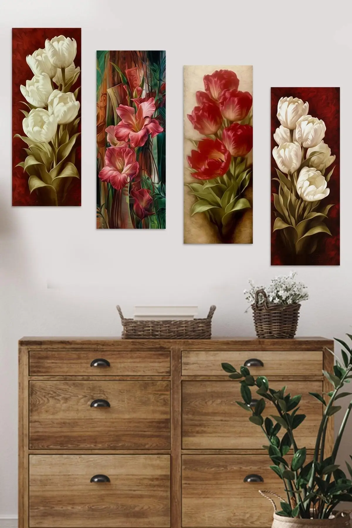 4-piece floral Mdf table