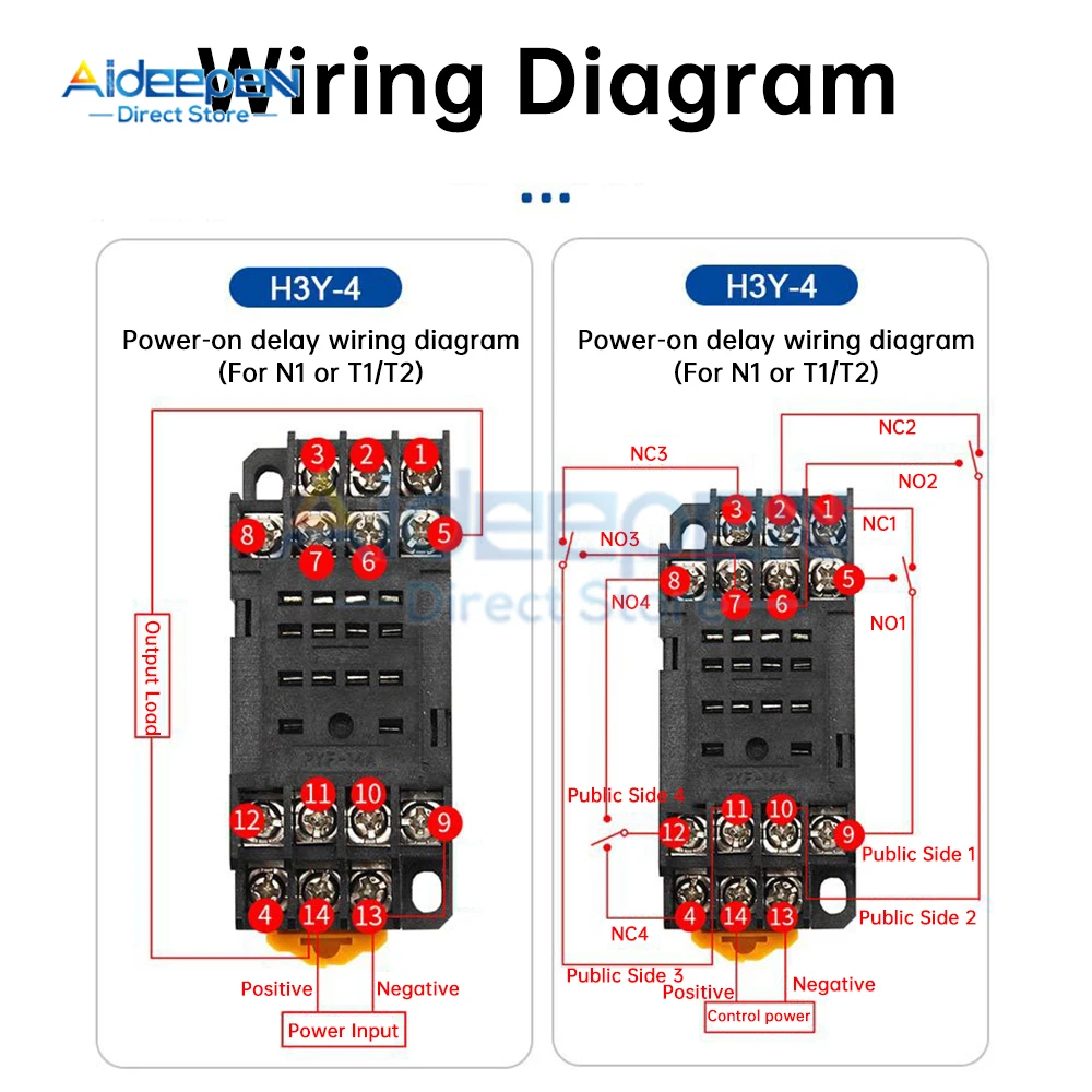 H3Y-4 pequeño con pantalla Digital LCD ajustable, relé de tiempo, Ciclo de tiempo Dual, Control de tiempo, Delayer, cc 12V, 24V, CA 220V con Base