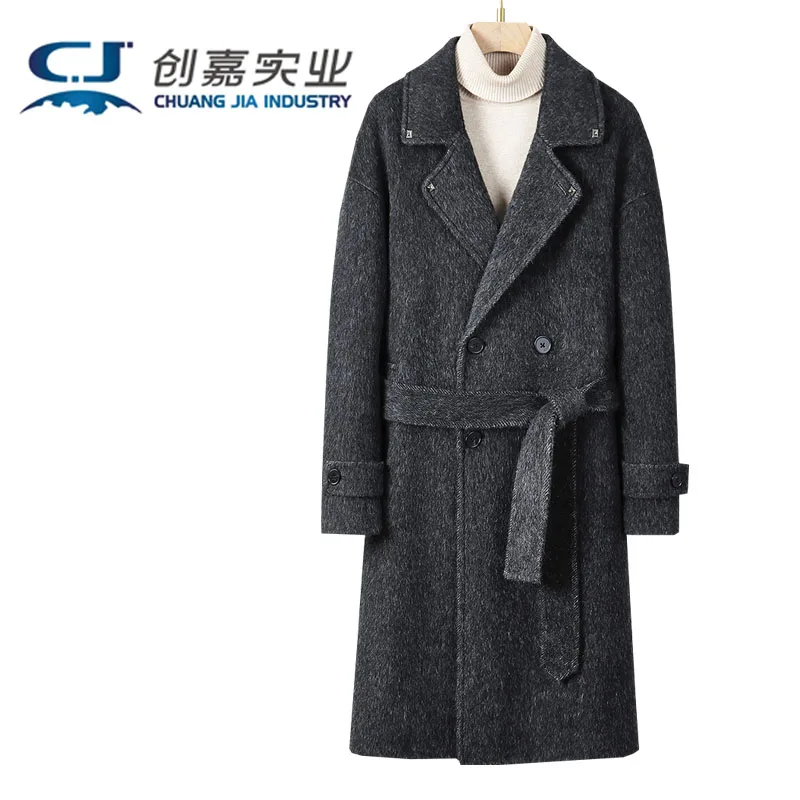 Men's New Double-sided Cashmere Coat Autumn Winter Coat Australian Wool Double-breasted Fashion Catwalk High-end Trend Menswear