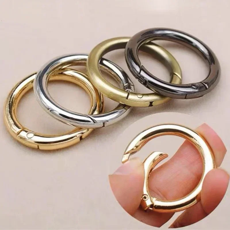 10pcs Metal O Ring Spring Clasps for DIY Jewelry Openable Round Carabiner Keychain Bag Clips Hook Dog Chain Buckles Connector