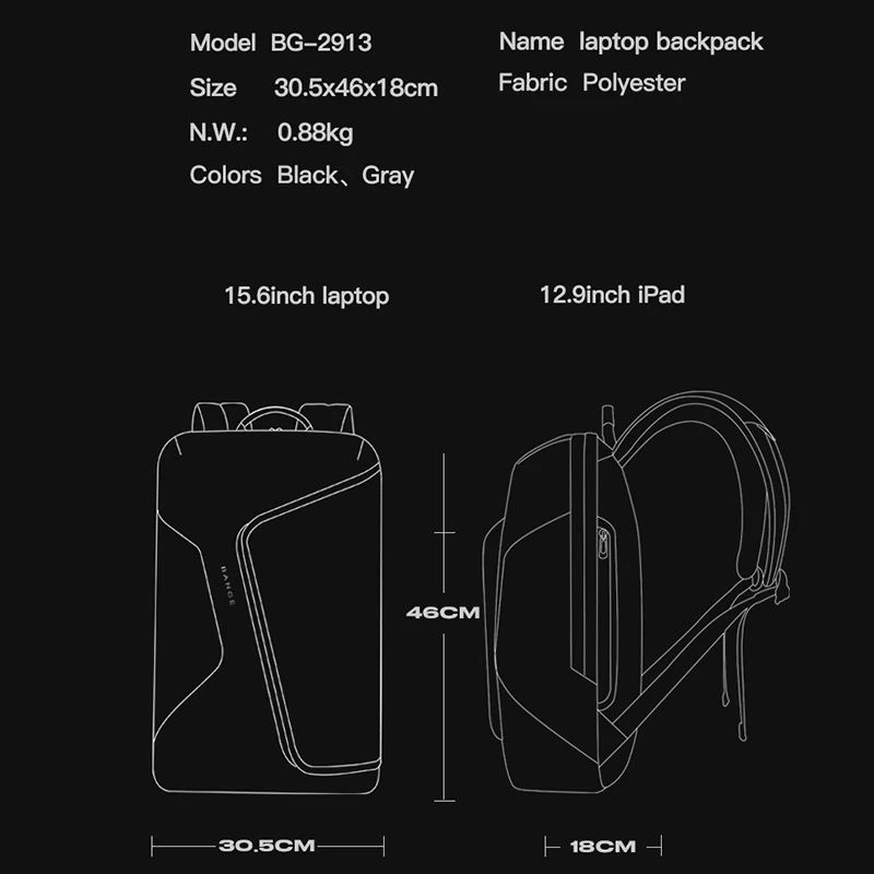 2023 New Business Backpack Men Fashion 15.6 in Laptop Backpack Work Man Bag Unisex Black Travel Male Backpack Mochila Waterproof