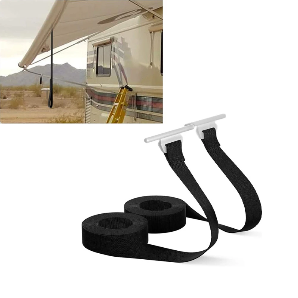 

RV Awning Pull Straps 9.8FT Length with Wide Nylon Webbing and Stainless Steel Reinforced Rings for Reliable Performance