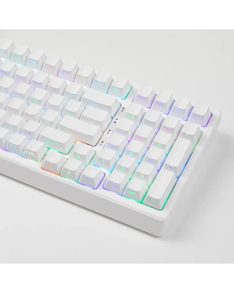 bright white durable pbt keycaps set high quality for custom mechanical keyboards