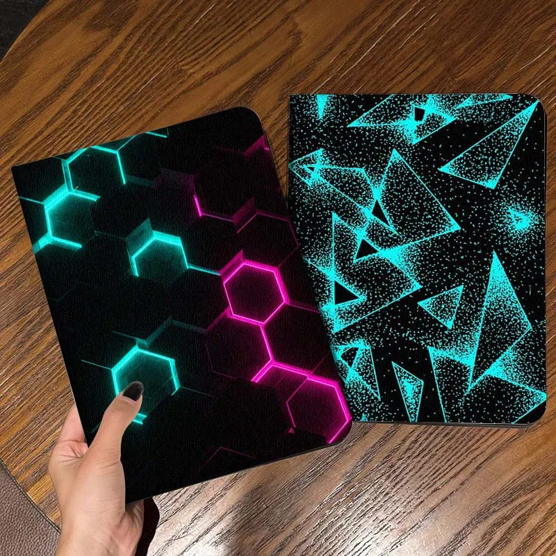 

Neon Hexagon Glow Pattern Gift Tablet Case For Samsung Galaxy Tab S7 S8 S9 S10 FE Lite