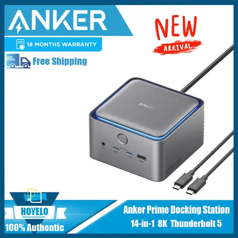 Anker Prime TB5 Docking Station, 14 Ports Thunderbolt 5 Docking Station with 140W Max Charging 120Gbps Max Transfer Ambient