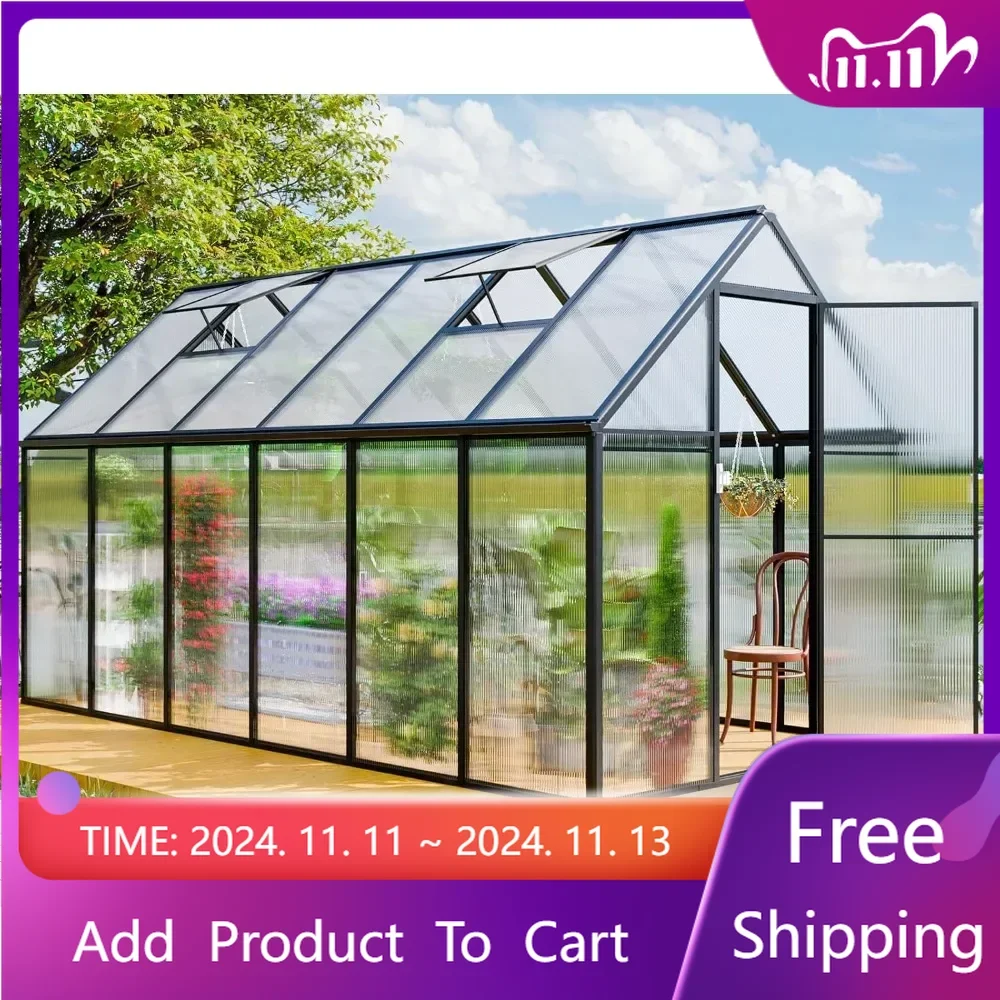 

12x6 FT Polycarbonate Greenhouse, Greenhouses for Outdoors, Green House Kit, Walk in Green Houses for Backyard Outside Garden