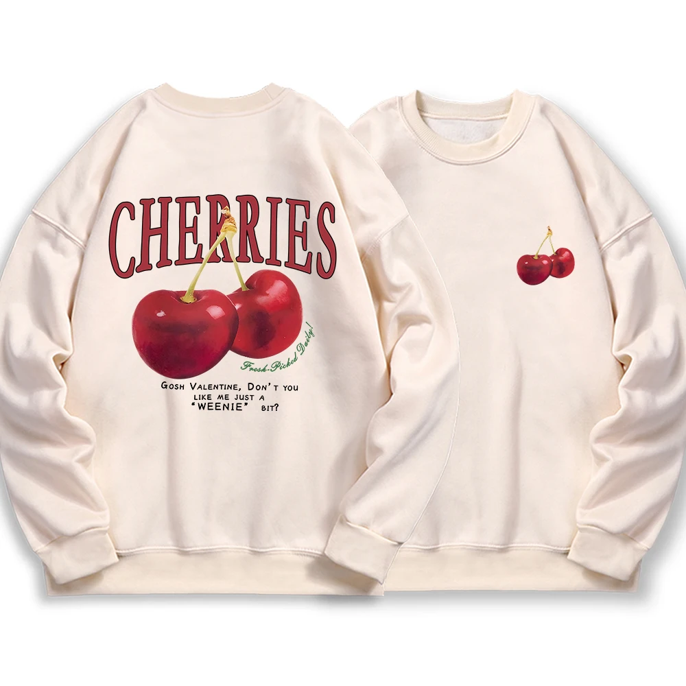 Cherries Cosh Valentine Funny Men Women Hoodie Fashion Crewneck Hoodies Comfortable Loose Sweatshirt Hip Hop Oversized Clothing