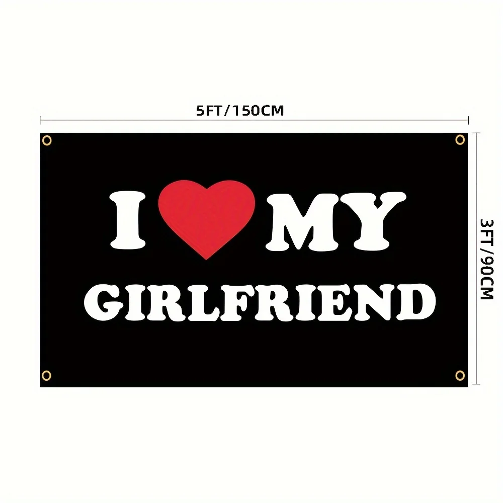 I Love My GF/BF" 3x5ft Polyester Door Banner, Durable Wall Decor with Grommets for Dorm, Room,Men's Cave - No Electricity Needed
