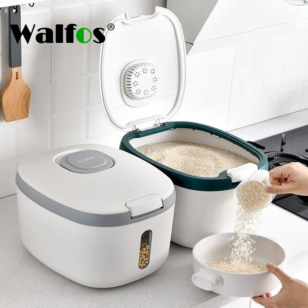 WALFOS 5KG/10KG Kitchen Nano Bucket Insect-proof Rice Storage Box Moisture-Proof Food Storage Container Sealed Cereals Bucket