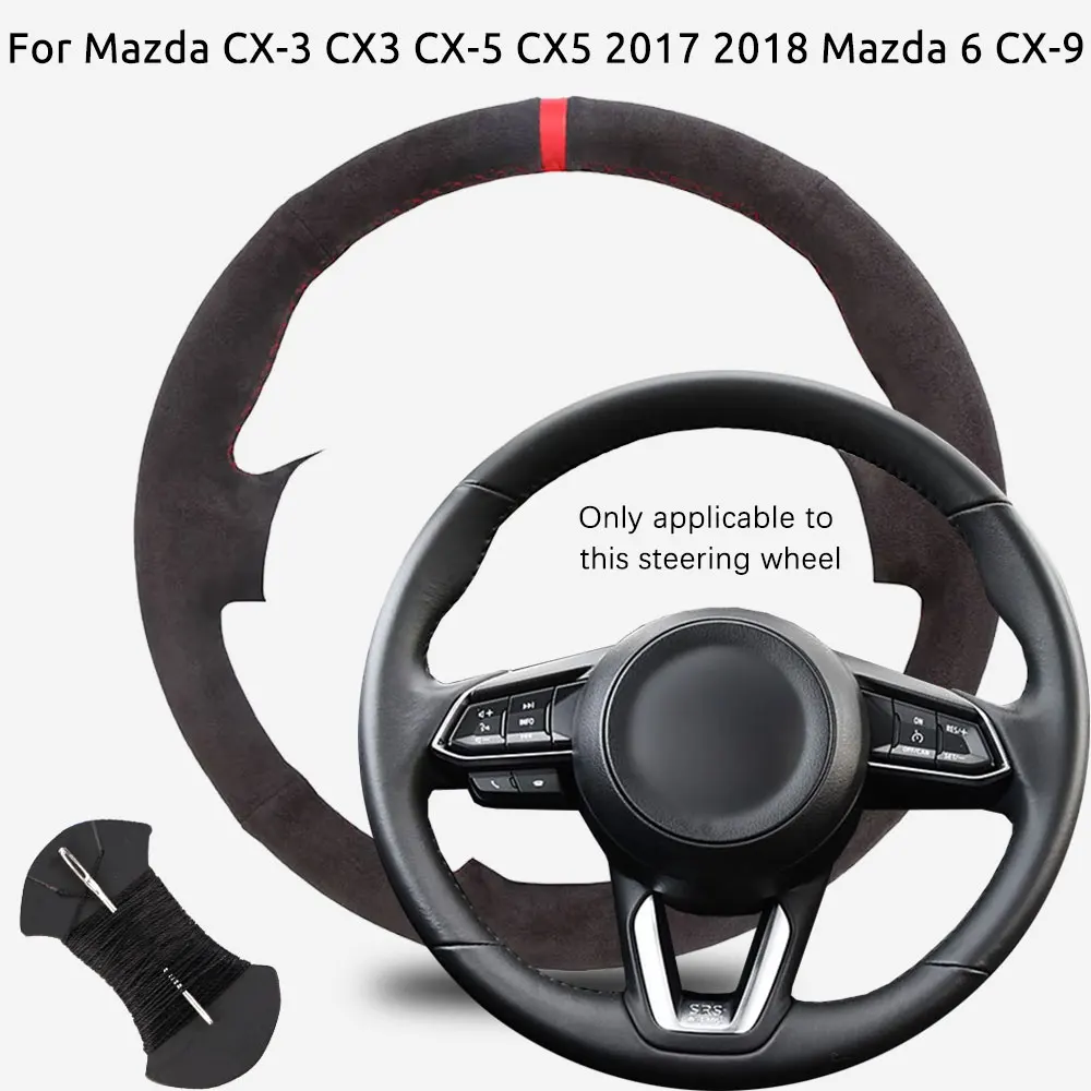 

Кожаный чехол на руль автомобиля из микрофибры для Mazda CX-3 CX3 CX-5 CX5 2017 2018 Mazda 6 CX-9, чехол на руль