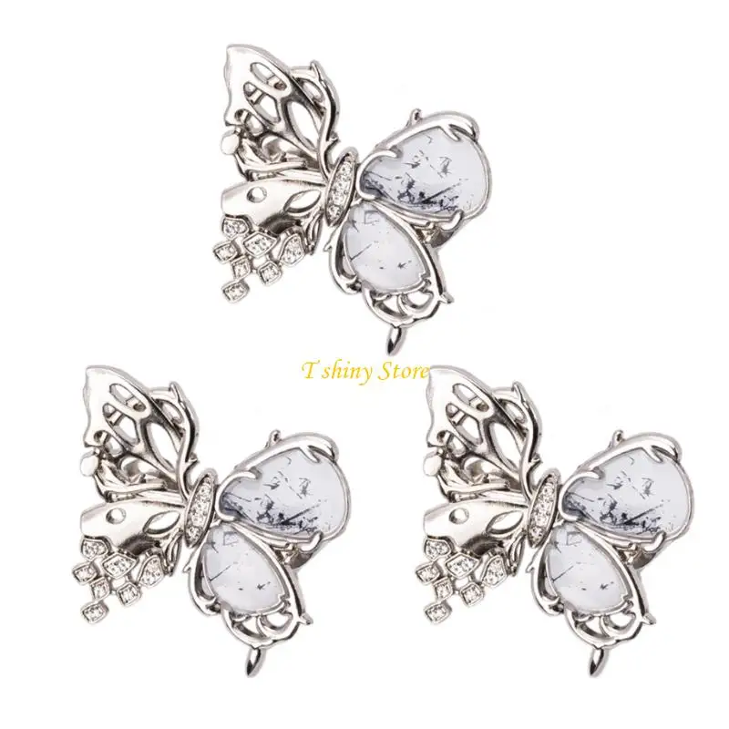 N58F حزمة من 3 دبوس تعديل الخصر على شكل فراشة مجوفة دبوس جينز لشد الخصر للنساء أداة ضبط الخصر غير الخياطة