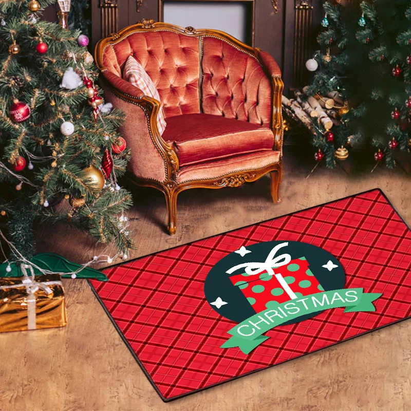 

Merry Christmas Home Decoration Carpets for Living Room Bedroom Bedside Sofa Area Rugs Doormat Kitchen Anti-slip Floor Mats Gift