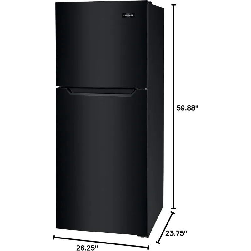 Frigidaire 10.1 Cu. Ft. Compact ADA Top Freezer Refrigerator in Black with Electronic Control Panel, Reversible Door Swing