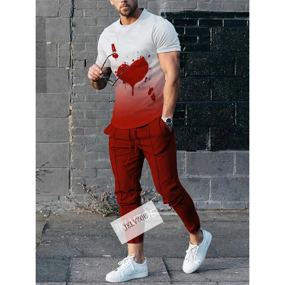 2023 Men tshirt Sets Tracksuit 3D printed 2 Piece Outfits of Sportswear Short Sleeve Streetwear I'M Okay T-shirt Long Pants Set