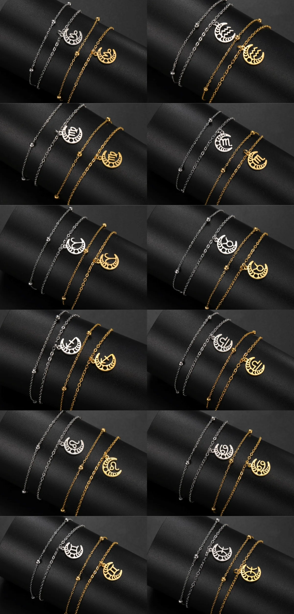 Kkjoy Hohl 12 Konstellation Phase Der Mond Armband Für Frauen Edelstahl Einstellbare Doppel Schicht Schmuck Geschenk Großhandel – Detail 3