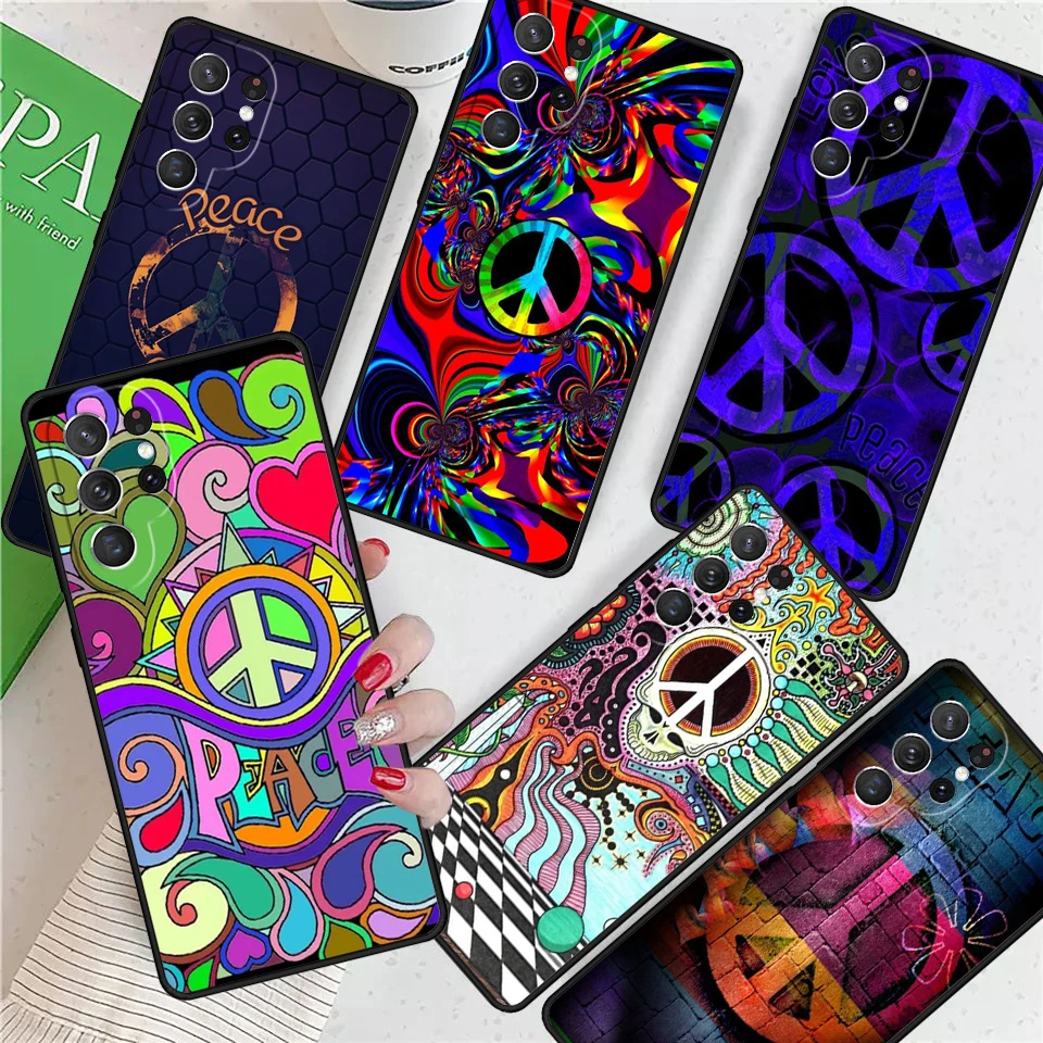 Psychedelic Art Peace For Samsung Galaxy S24 Ultra S21 S22 S8 S9 S10 5G Note 10 20 Plus FE S23 Phone case Cover Coque