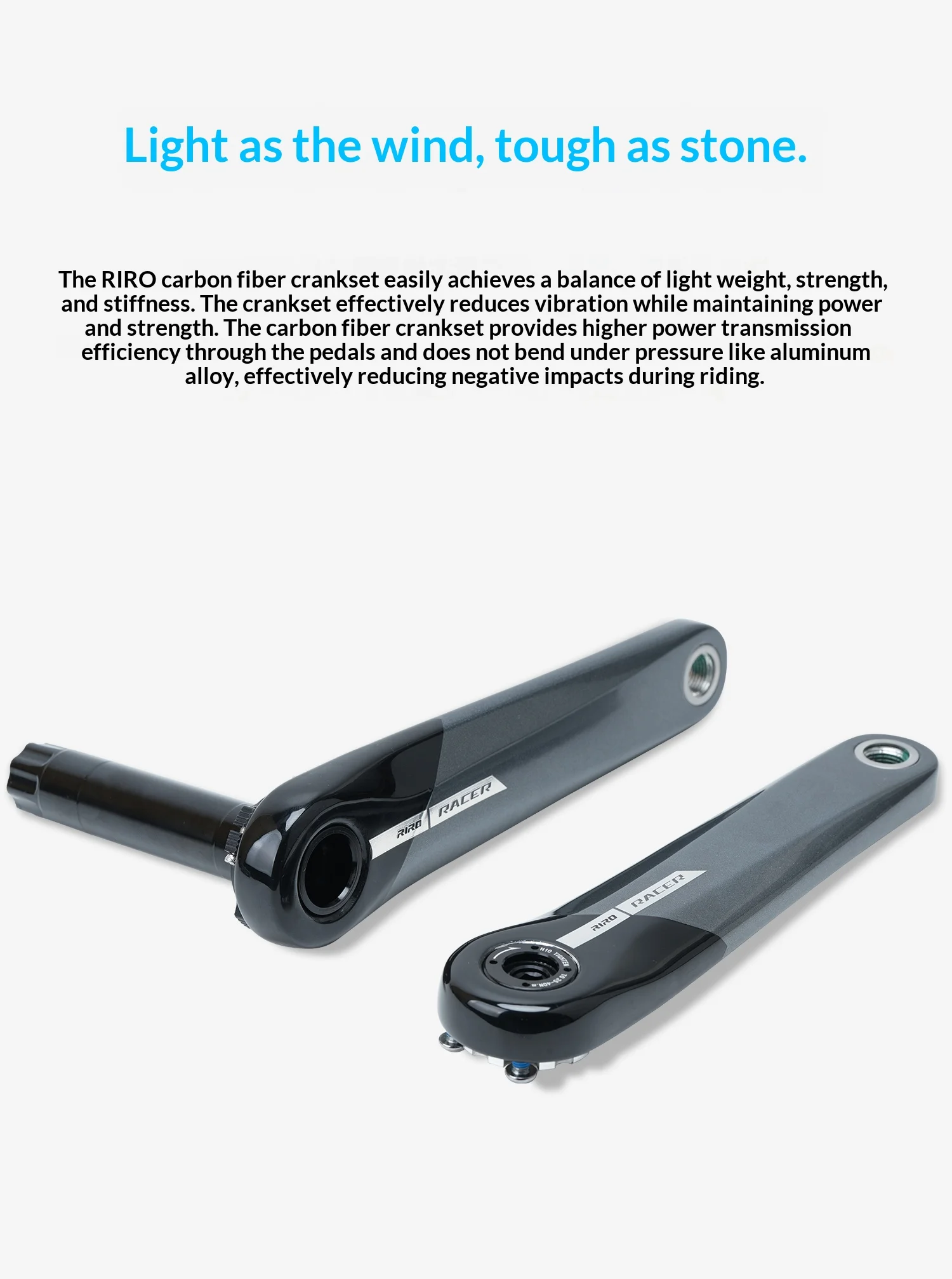 RIRO KSB Carbonfaser-Kurbelgarnitur für Rennrad/Klapprad, 24mm Spindel, 3-Bolzen-Direktmontage, kompatibel mit Leistungsmessern. – Detail 8