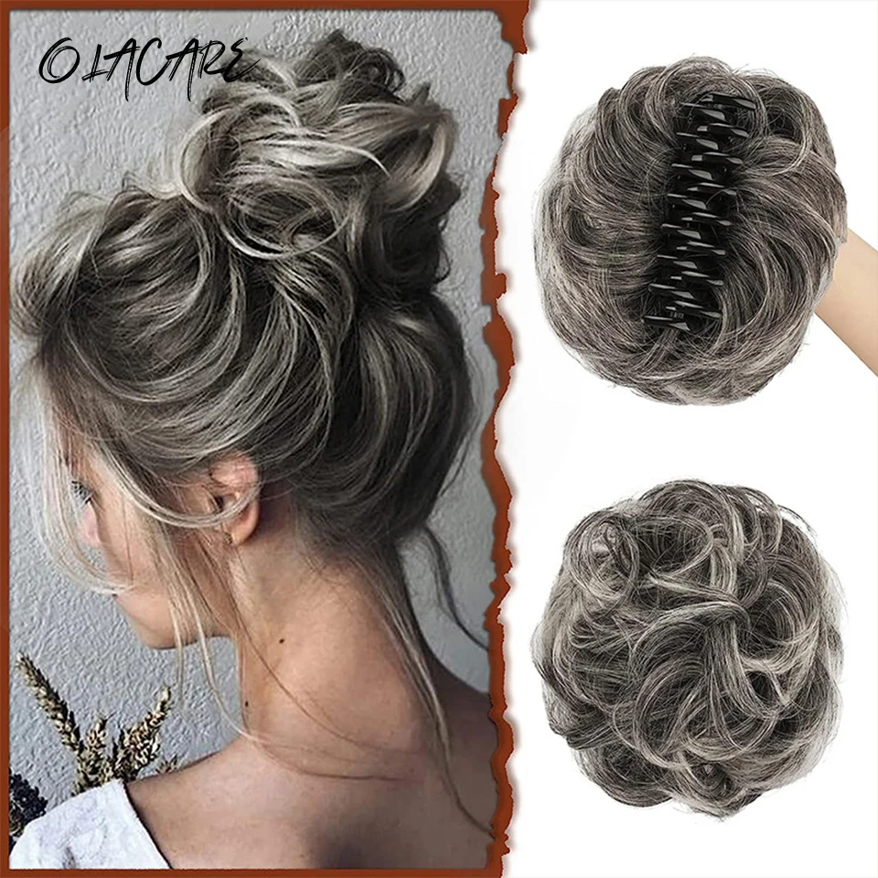 

Synthetic Chignon Messy Bun Claw Clip in Hair Piece Wavy Curly Hair Bun Ponytail Extensions Scrunchie Hairpieces for Women