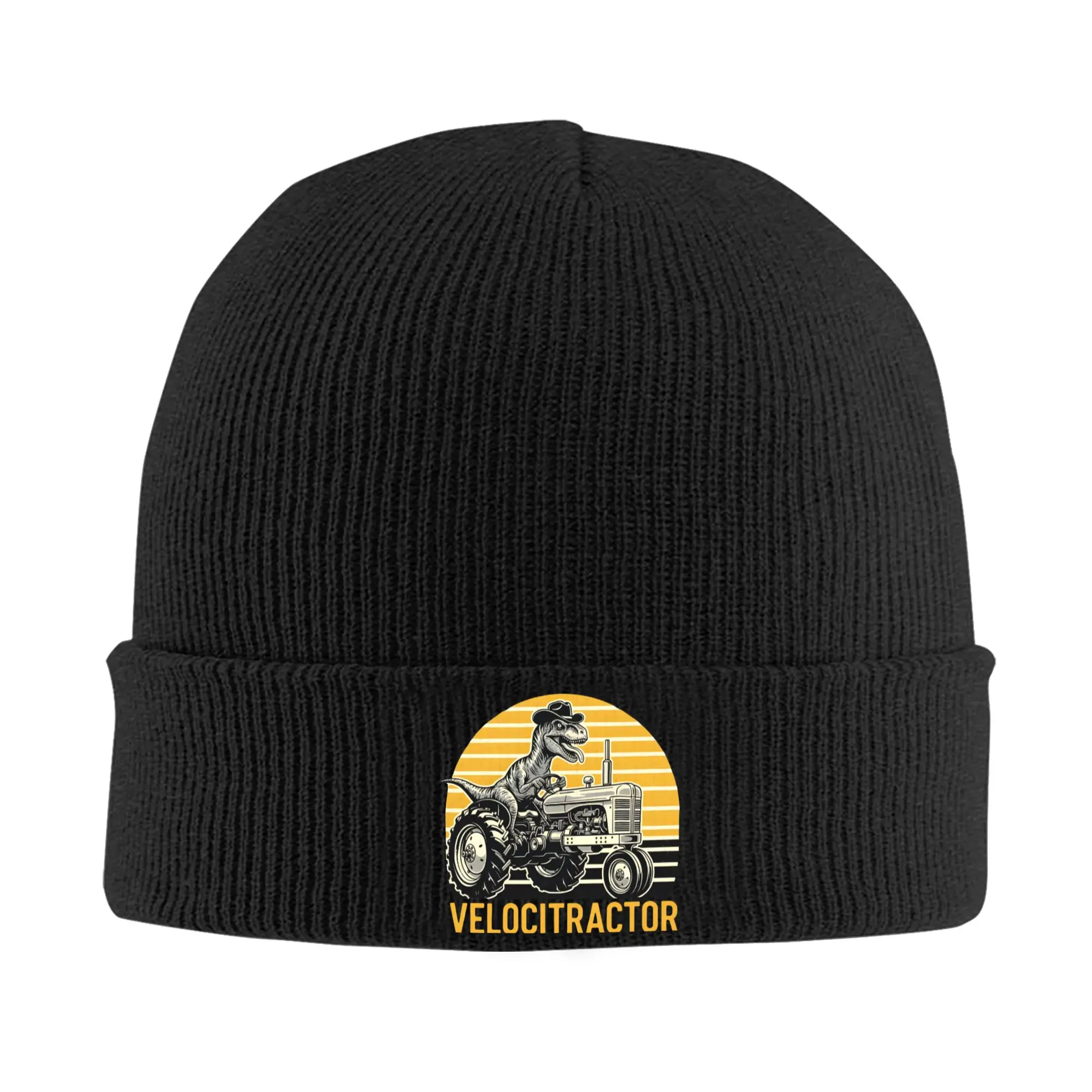 VelociTractor Velociraptor Tractor Knitted Hat Women Men Skullies Beanies Winter Hot Sale Hats Acrylic Farm Boss Dino Warm Caps