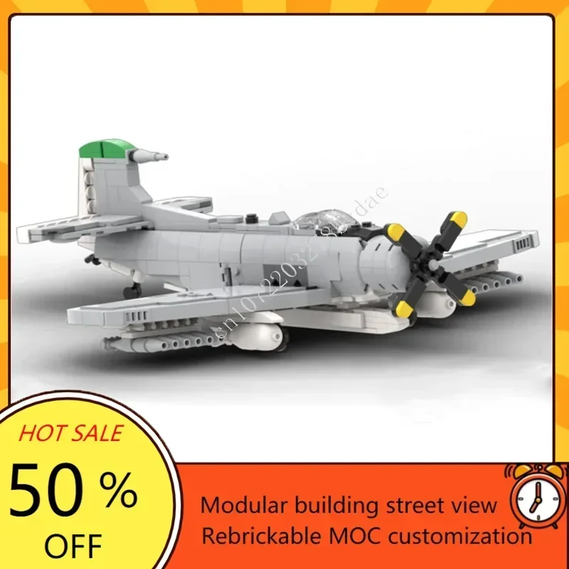 

634 шт. MOC Custom Skyraider A-1H головоломка DIY собранный самолет Рождественская игрушка для детей креативный подарок на день рождения для детей в возрасте