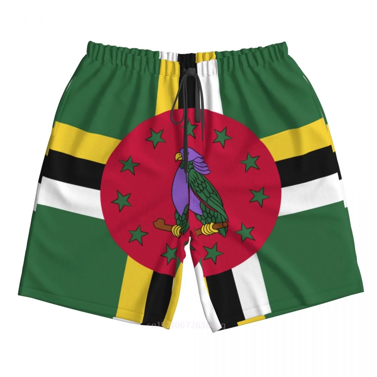 2023 Summer Polyester Dominica Country Flag 3D Printed Men's Board Shorts Beach Pocket Running Summer Pants