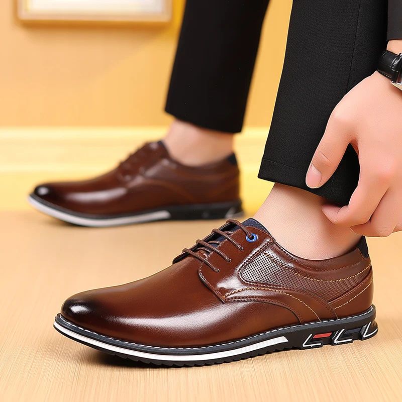 Autumn Business Casual Shoes for Men Trend Classic Leather Shoes Outdoor Men Sneakers Sewing Breathable Men\'s Dress Shoes