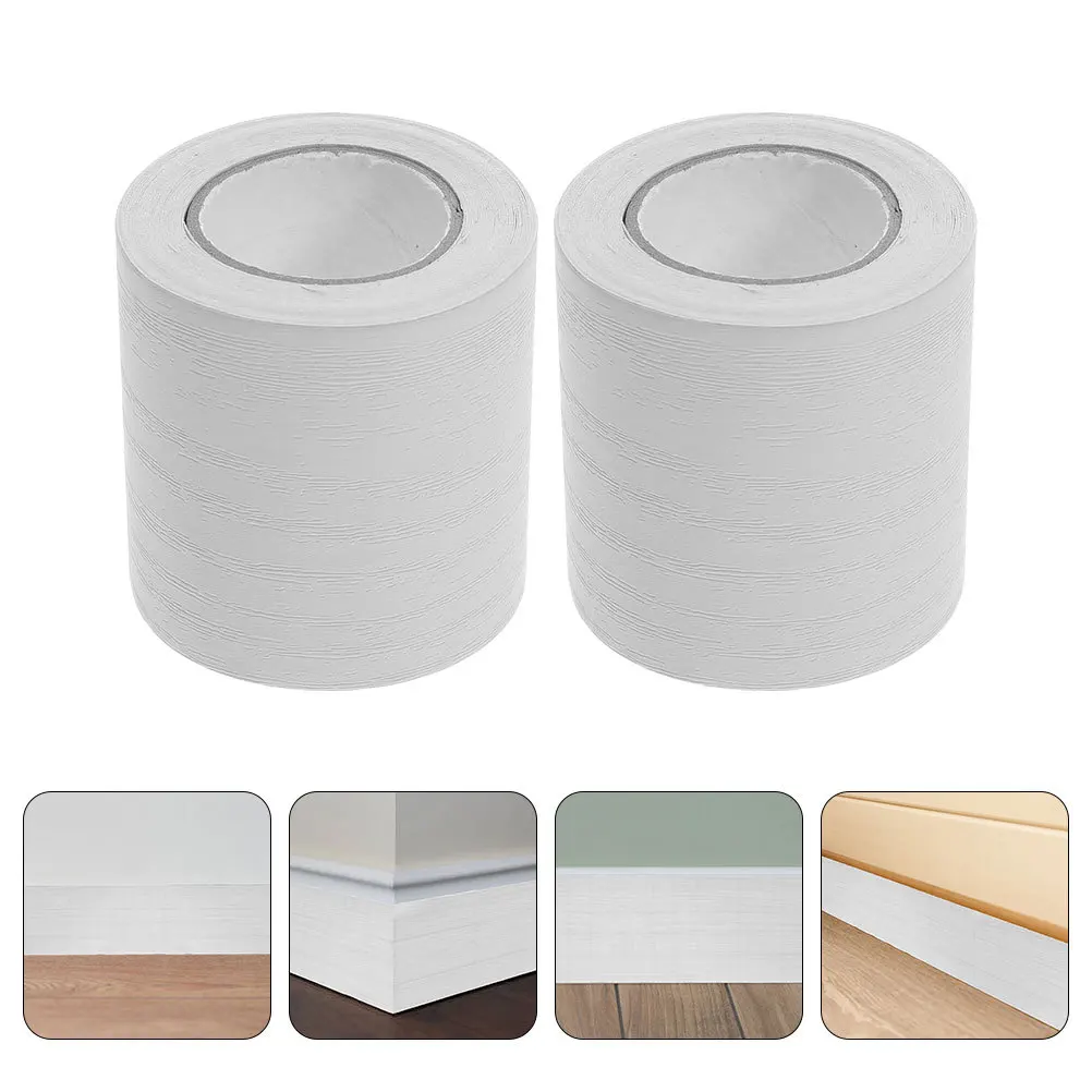 3 Rolls Background Wall Sticker Self Adhesive Flexible PVC Skirting Board Baseboard Trim Covers Durable Wear Resistant Floor