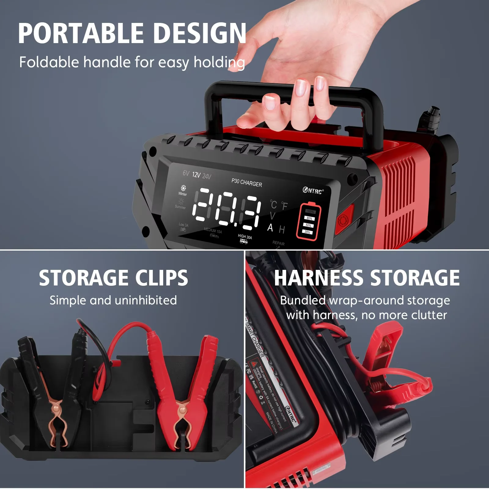 12V/30A 24V/16A Caricabatteria per auto intelligente 6V/10A per la riparazione della batteria del motociclo Auto batterie al piombo AGM GEL al litio LiFePo4