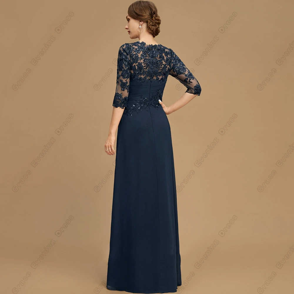 Modern Scoop Mother of Bride Dresses for Women 2024 Beach Half Sleeve Wedding Party Dresses with Lace Chiffon Robe De Soirée