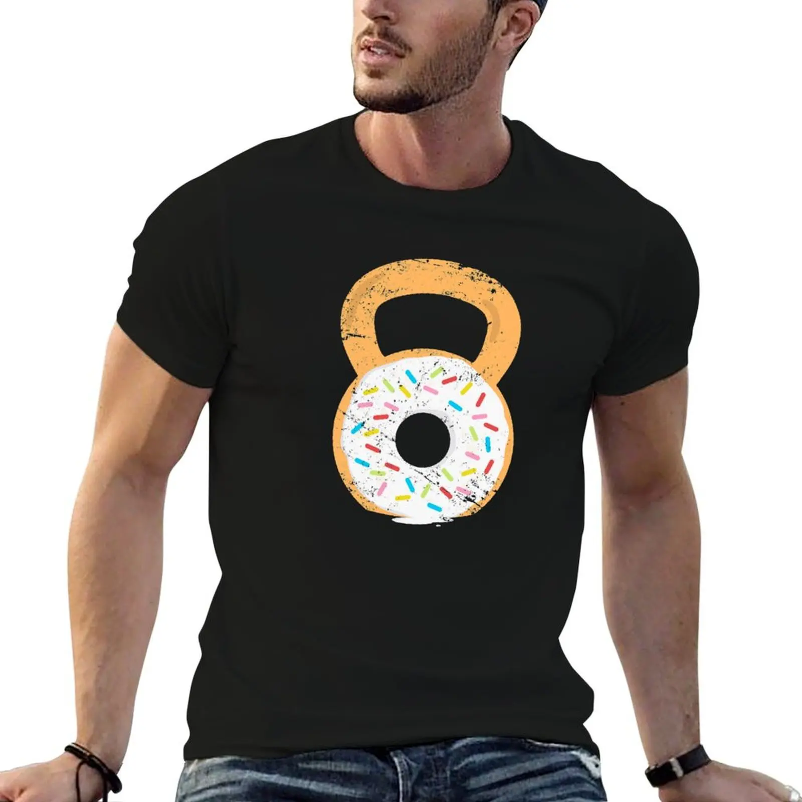 Kettlebell Donut, Funny Doughnut Fitness and Gym Joke T-Shirt t shirt man cotton t shirt for man t shirt man designer T-shirt